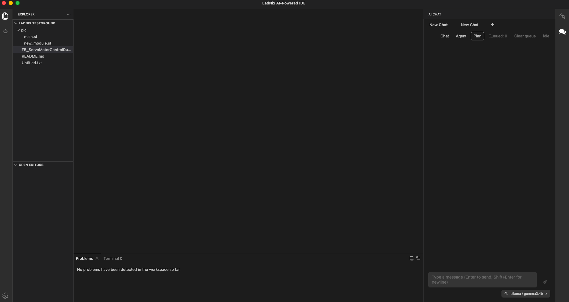 LadNix IDE Main Interface - A complete Industrial Development Environment